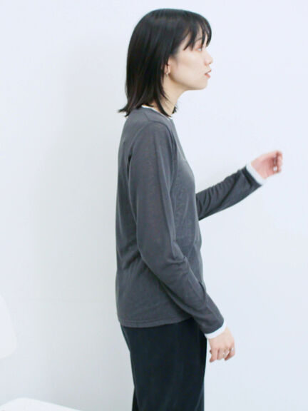 レイヤード風ロンT(オフホワイト/チャコールグレー/Sグレー)|Samansa Mos2 blue(サマンサモスモス ブルー)通販