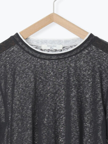 レイヤード風ロンT(オフホワイト/チャコールグレー/Sグレー)|Samansa Mos2 blue(サマンサモスモス ブルー)通販