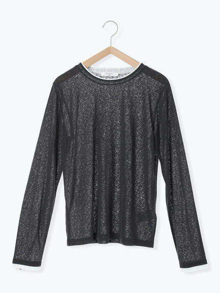 レイヤード風ロンT(オフホワイト/チャコールグレー/Sグレー)|Samansa Mos2 blue(サマンサモスモス ブルー)通販