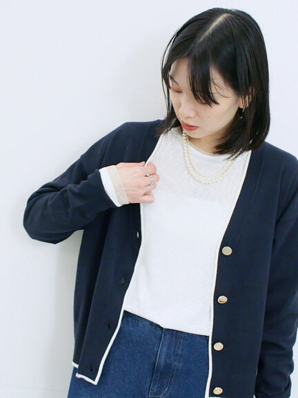 レイヤード風ロンT(オフホワイト/チャコールグレー/Sグレー)|Samansa Mos2 blue(サマンサモスモス ブルー)通販