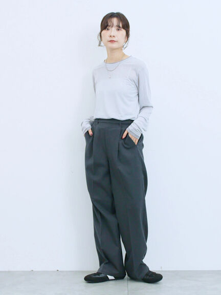 レイヤード風ロンT(オフホワイト/チャコールグレー/Sグレー)|Samansa Mos2 blue(サマンサモスモス ブルー)通販