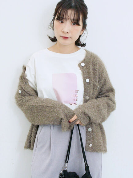 スクエアプリントプルオーバー(オフホワイト/チャコールグレー/Sグレー)|Samansa Mos2 blue(サマンサモスモス ブルー)通販