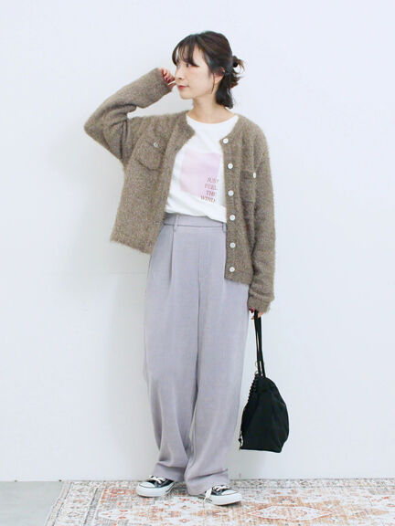 スクエアプリントプルオーバー(オフホワイト/チャコールグレー/Sグレー)|Samansa Mos2 blue(サマンサモスモス ブルー)通販