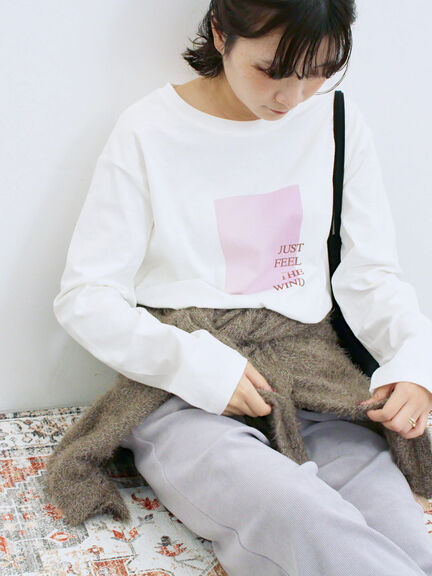 スクエアプリントプルオーバー(オフホワイト/チャコールグレー/Sグレー)|Samansa Mos2 blue(サマンサモスモス ブルー)通販