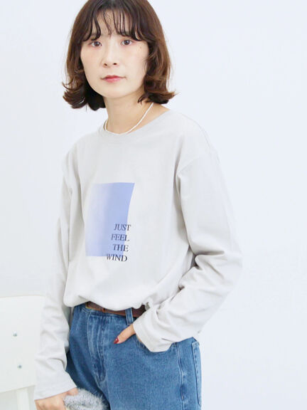 スクエアプリントプルオーバー(オフホワイト/チャコールグレー/Sグレー)|Samansa Mos2 blue(サマンサモスモス ブルー)通販