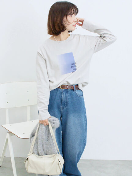 スクエアプリントプルオーバー(オフホワイト/チャコールグレー/Sグレー)|Samansa Mos2 blue(サマンサモスモス ブルー)通販