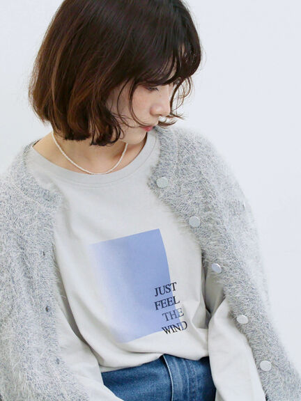 スクエアプリントプルオーバー(オフホワイト/チャコールグレー/Sグレー)|Samansa Mos2 blue(サマンサモスモス ブルー)通販