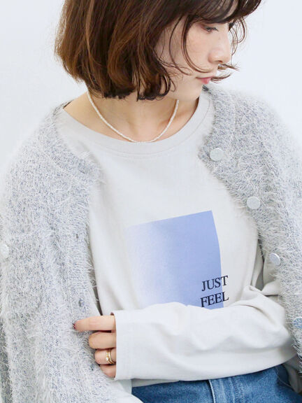 スクエアプリントプルオーバー(オフホワイト/チャコールグレー/Sグレー)|Samansa Mos2 blue(サマンサモスモス ブルー)通販