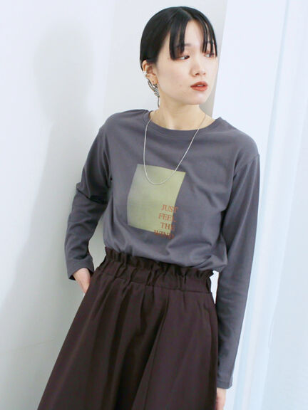 スクエアプリントプルオーバー(オフホワイト/チャコールグレー/Sグレー)|Samansa Mos2 blue(サマンサモスモス ブルー)通販