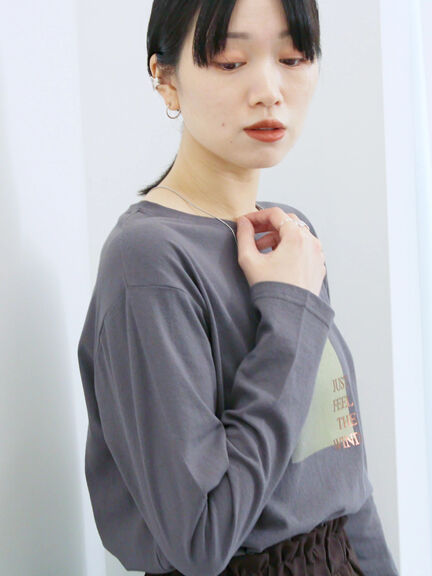 スクエアプリントプルオーバー(オフホワイト/チャコールグレー/Sグレー)|Samansa Mos2 blue(サマンサモスモス ブルー)通販