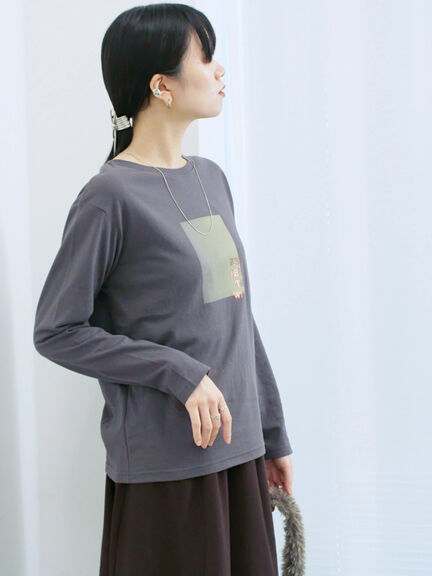 スクエアプリントプルオーバー(オフホワイト/チャコールグレー/Sグレー)|Samansa Mos2 blue(サマンサモスモス ブルー)通販