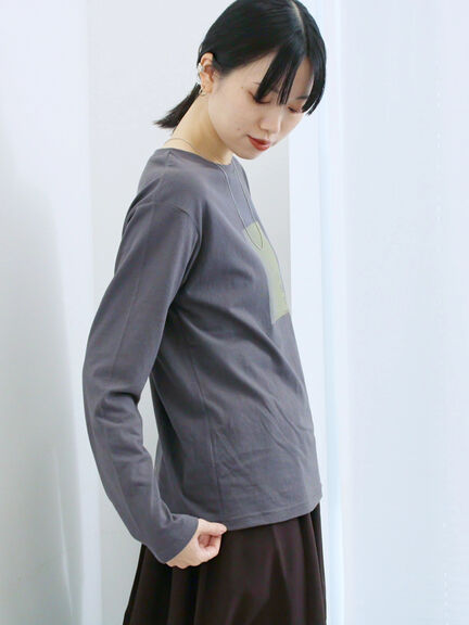 スクエアプリントプルオーバー(オフホワイト/チャコールグレー/Sグレー)|Samansa Mos2 blue(サマンサモスモス ブルー)通販