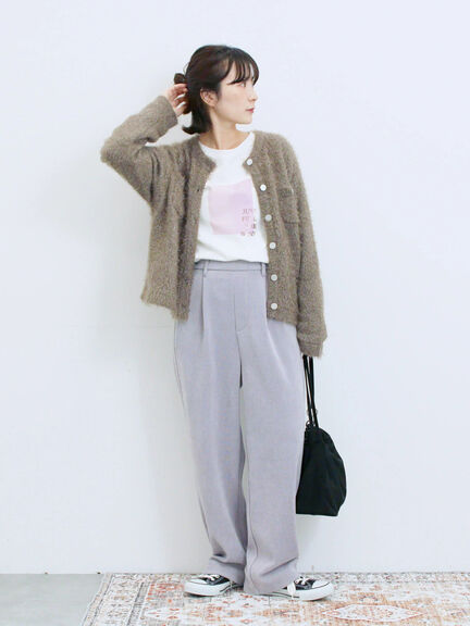 スクエアプリントプルオーバー(オフホワイト/チャコールグレー/Sグレー)|Samansa Mos2 blue(サマンサモスモス ブルー)通販