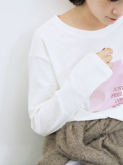 スクエアプリントプルオーバー(オフホワイト/チャコールグレー/Sグレー)|Samansa Mos2 blue(サマンサモスモス ブルー)通販