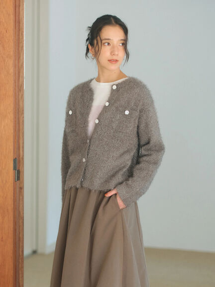 フェザーニットカーディガン(チャコールグレー/モカ/Sグレー)|Samansa Mos2 blue(サマンサモスモス ブルー)通販