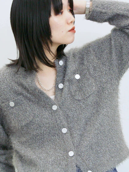 フェザーニットカーディガン(チャコールグレー/モカ/Sグレー)|Samansa Mos2 blue(サマンサモスモス ブルー)通販