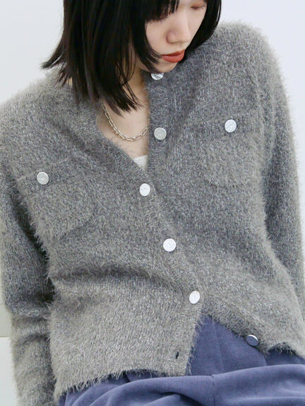 フェザーニットカーディガン(チャコールグレー/モカ/Sグレー)|Samansa Mos2 blue(サマンサモスモス ブルー)通販