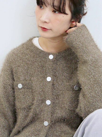 フェザーニットカーディガン(チャコールグレー/モカ/Sグレー)|Samansa Mos2 blue(サマンサモスモス ブルー)通販