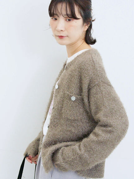 フェザーニットカーディガン(チャコールグレー/モカ/Sグレー)|Samansa Mos2 blue(サマンサモスモス ブルー)通販