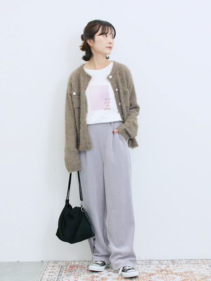 フェザーニットカーディガン(チャコールグレー/モカ/Sグレー)|Samansa Mos2 blue(サマンサモスモス ブルー)通販