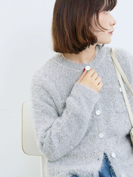 フェザーニットカーディガン(チャコールグレー/モカ/Sグレー)|Samansa Mos2 blue(サマンサモスモス ブルー)通販