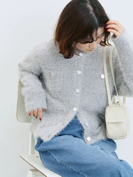 フェザーニットカーディガン(チャコールグレー/モカ/Sグレー)|Samansa Mos2 blue(サマンサモスモス ブルー)通販