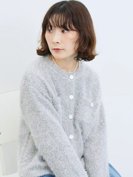 フェザーニットカーディガン(チャコールグレー/モカ/Sグレー)|Samansa Mos2 blue(サマンサモスモス ブルー)通販