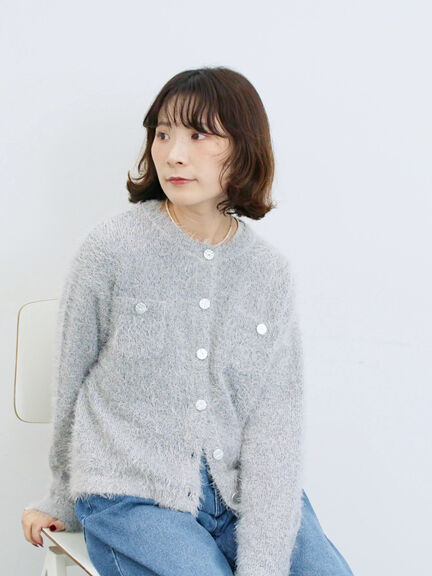 フェザーニットカーディガン(チャコールグレー/モカ/Sグレー)|Samansa Mos2 blue(サマンサモスモス ブルー)通販