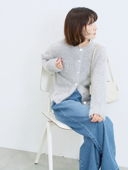 フェザーニットカーディガン(チャコールグレー/モカ/Sグレー)|Samansa Mos2 blue(サマンサモスモス ブルー)通販