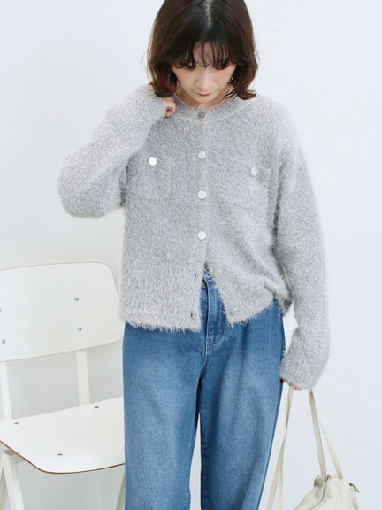 フェザーニットカーディガン(チャコールグレー/モカ/Sグレー)|Samansa Mos2 blue(サマンサモスモス ブルー)通販