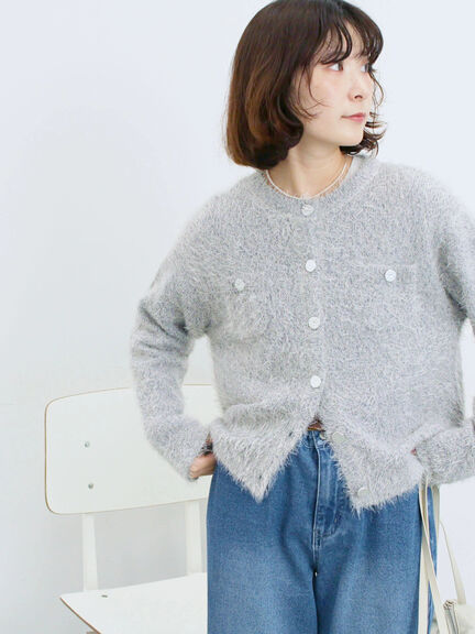 フェザーニットカーディガン(チャコールグレー/モカ/Sグレー)|Samansa Mos2 blue(サマンサモスモス ブルー)通販