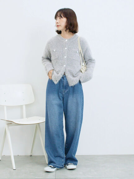 フェザーニットカーディガン(チャコールグレー/モカ/Sグレー)|Samansa Mos2 blue(サマンサモスモス ブルー)通販