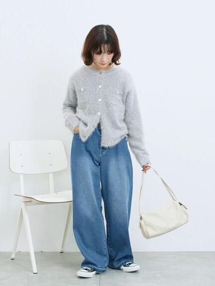 フェザーニットカーディガン(チャコールグレー/モカ/Sグレー)|Samansa Mos2 blue(サマンサモスモス ブルー)通販