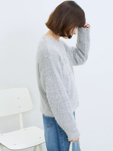 フェザーニットカーディガン(チャコールグレー/モカ/Sグレー)|Samansa Mos2 blue(サマンサモスモス ブルー)通販