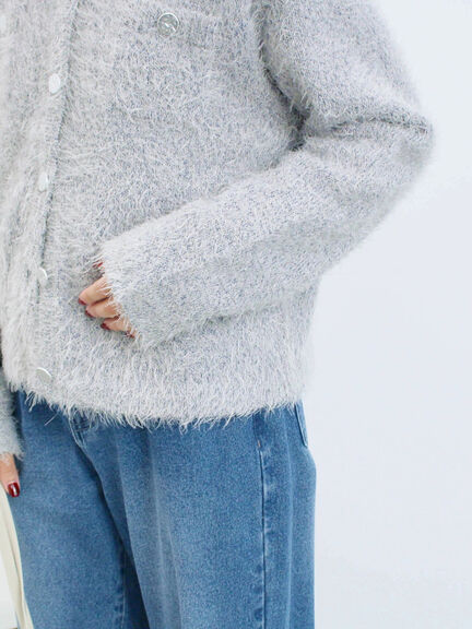 フェザーニットカーディガン(チャコールグレー/モカ/Sグレー)|Samansa Mos2 blue(サマンサモスモス ブルー)通販