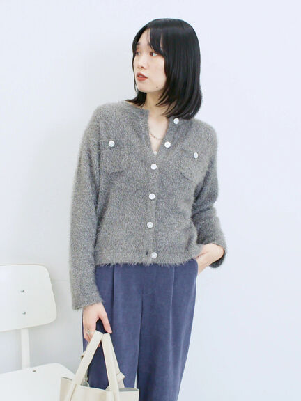 フェザーニットカーディガン(チャコールグレー/モカ/Sグレー)|Samansa Mos2 blue(サマンサモスモス ブルー)通販