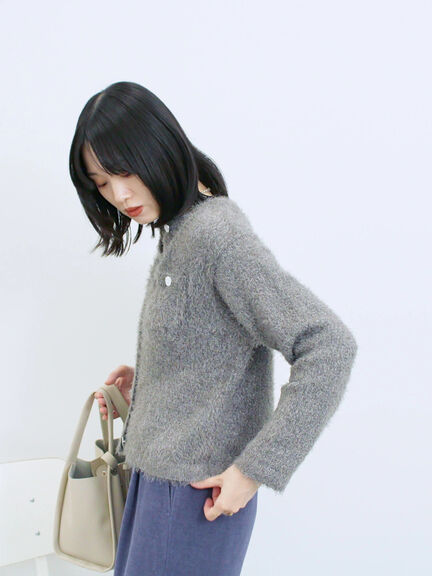 フェザーニットカーディガン(チャコールグレー/モカ/Sグレー)|Samansa Mos2 blue(サマンサモスモス ブルー)通販