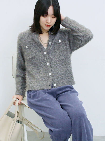 フェザーニットカーディガン(チャコールグレー/モカ/Sグレー)|Samansa Mos2 blue(サマンサモスモス ブルー)通販