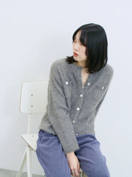 フェザーニットカーディガン(チャコールグレー/モカ/Sグレー)|Samansa Mos2 blue(サマンサモスモス ブルー)通販