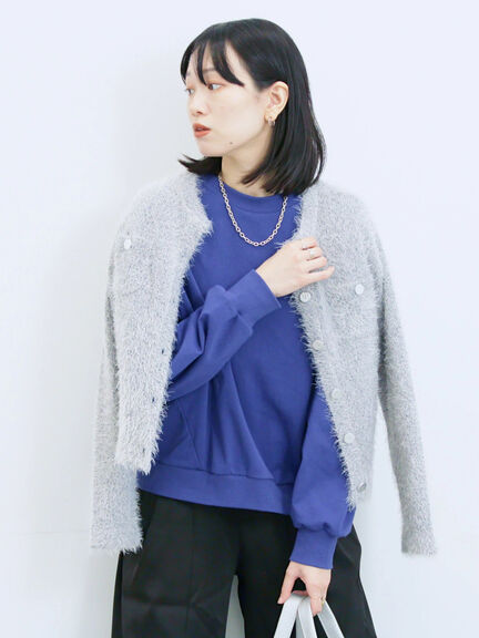 フェザーニットカーディガン(チャコールグレー/モカ/Sグレー)|Samansa Mos2 blue(サマンサモスモス ブルー)通販