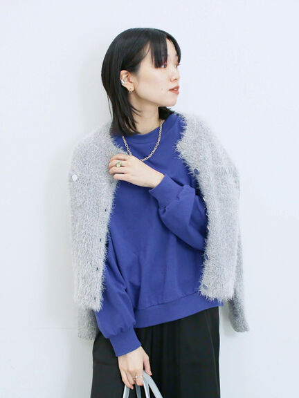 フェザーニットカーディガン(チャコールグレー/モカ/Sグレー)|Samansa Mos2 blue(サマンサモスモス ブルー)通販