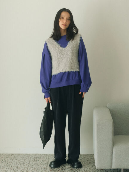 ふわふわショート丈ニットベスト(グレー/キナリ/Sグレー)|Samansa Mos2 blue(サマンサモスモス ブルー)通販