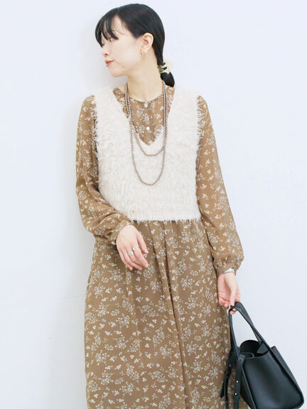 ふわふわショート丈ニットベスト(グレー/キナリ/Sグレー)|Samansa Mos2 blue(サマンサモスモス ブルー)通販