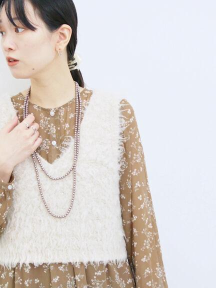 ふわふわショート丈ニットベスト(グレー/キナリ/Sグレー)|Samansa Mos2 blue(サマンサモスモス ブルー)通販