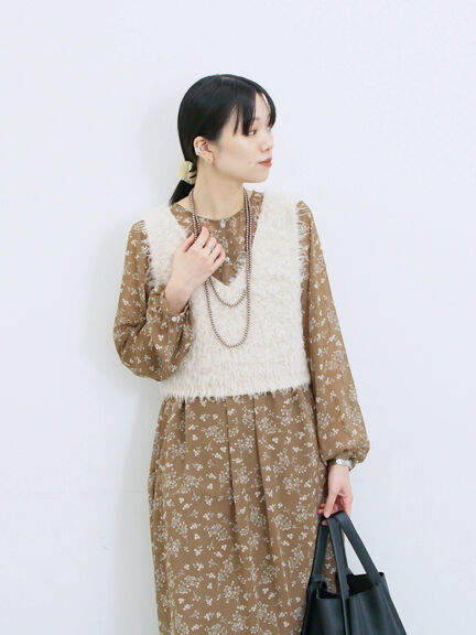 ふわふわショート丈ニットベスト(グレー/キナリ/Sグレー)|Samansa Mos2 blue(サマンサモスモス ブルー)通販