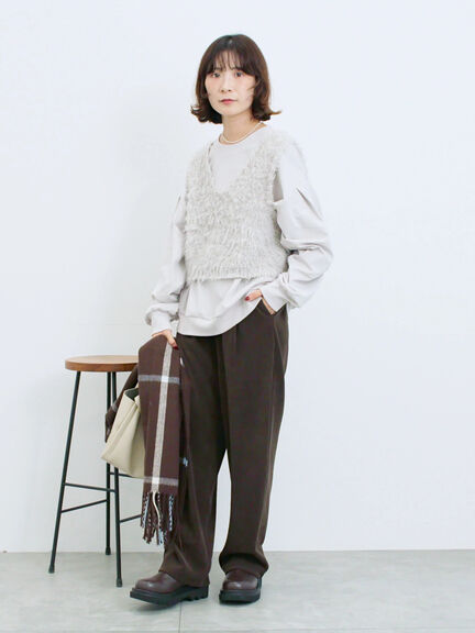 ふわふわショート丈ニットベスト(グレー/キナリ/Sグレー)|Samansa Mos2 blue(サマンサモスモス ブルー)通販