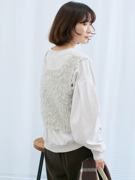 ふわふわショート丈ニットベスト(グレー/キナリ/Sグレー)|Samansa Mos2 blue(サマンサモスモス ブルー)通販