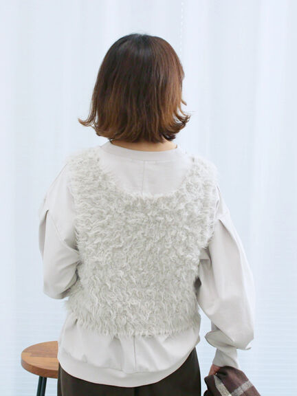 ふわふわショート丈ニットベスト(グレー/キナリ/Sグレー)|Samansa Mos2 blue(サマンサモスモス ブルー)通販