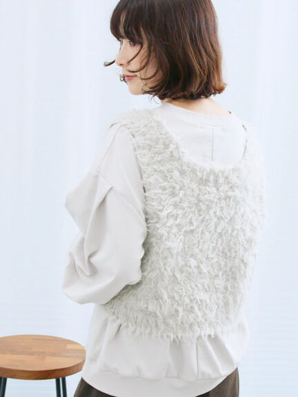 ふわふわショート丈ニットベスト(グレー/キナリ/Sグレー)|Samansa Mos2 blue(サマンサモスモス ブルー)通販