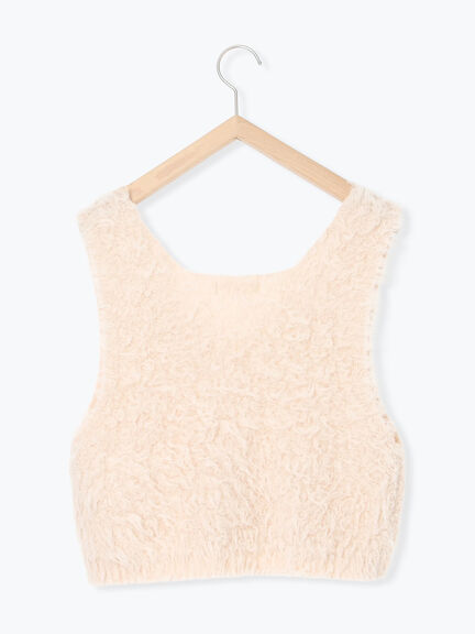 ふわふわショート丈ニットベスト(グレー/キナリ/Sグレー)|Samansa Mos2 blue(サマンサモスモス ブルー)通販